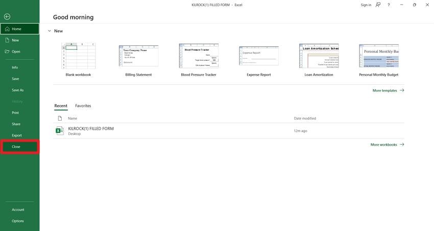 restart microsoft excel program