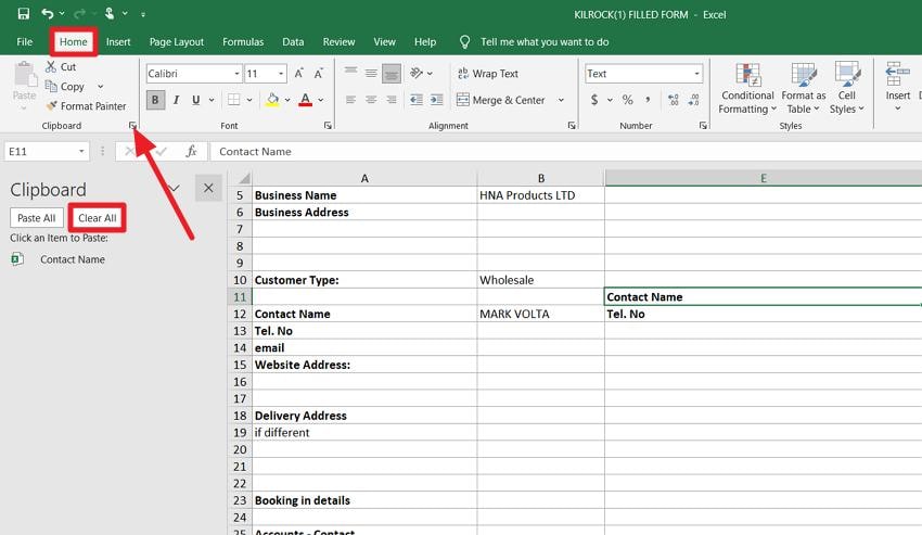 clear excel clipboard