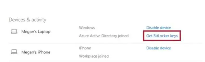 get bitlocker keys from microsoft account