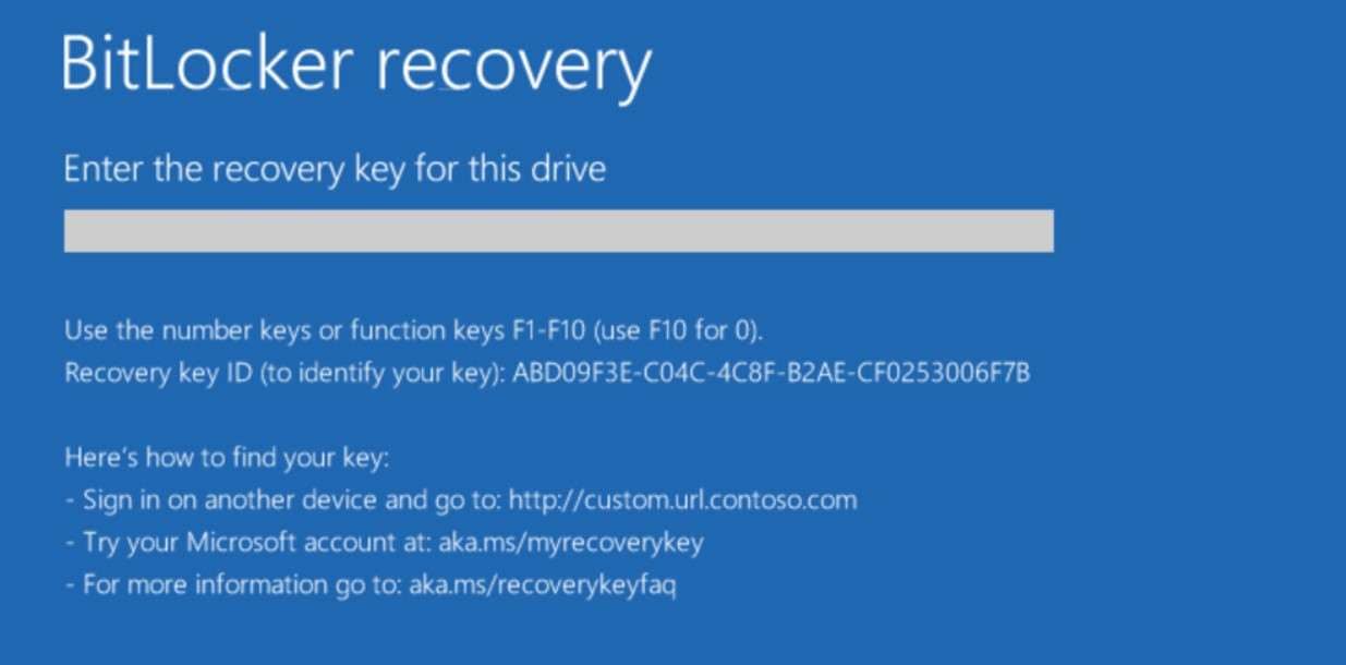 tela de recuperação do Microsoft Surface BitLocker