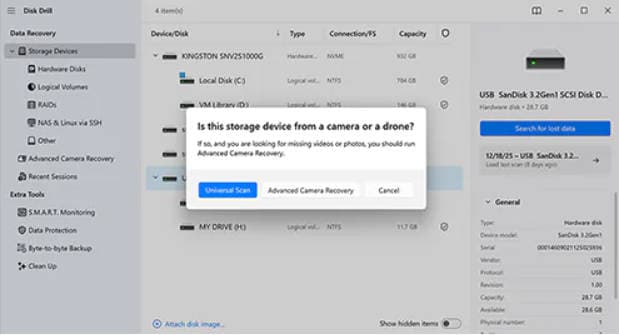 disk drill 6 scanning interface