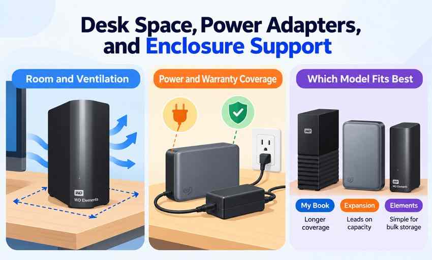 illustration of desktop drive ventilation power supply and placement considerations