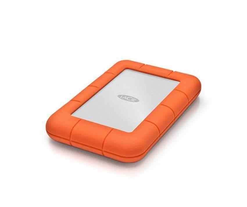 source illustration of orange protective enclosure on lacie rugged mini hard drive