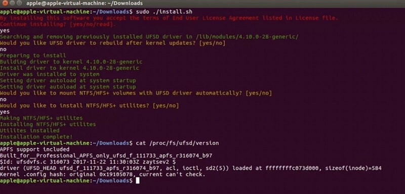 instalación de apfs para linux por el programa paragon