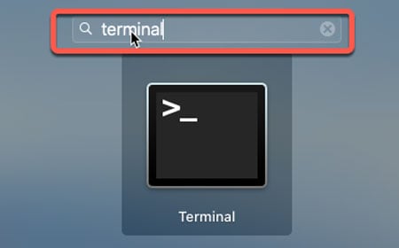 откройте приложение терминала