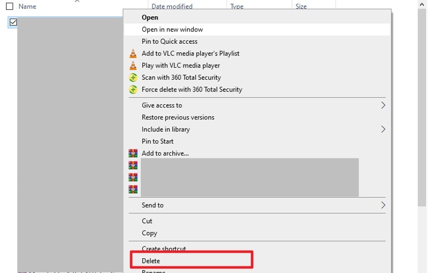 choose file press delete