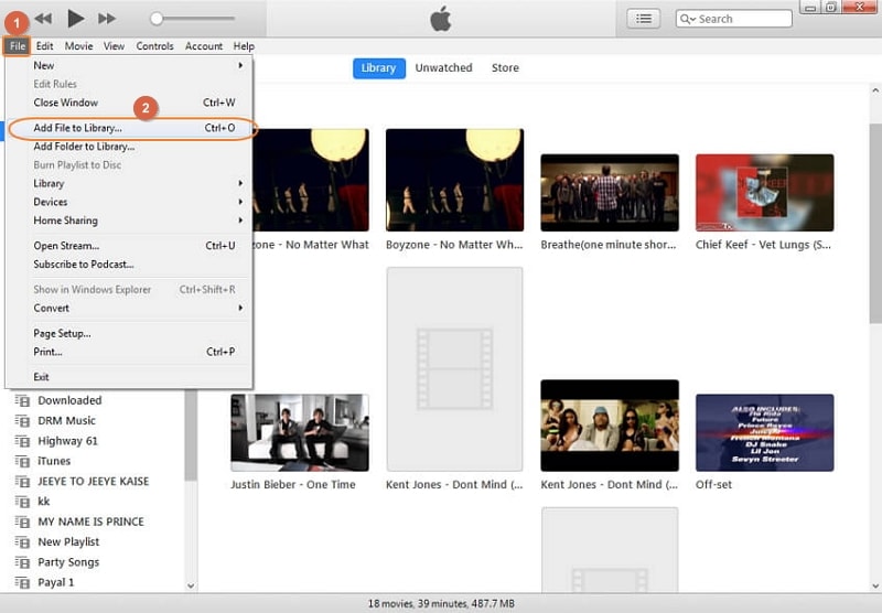 add the mov video to itunes