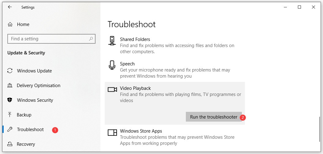 troubleshoot via settings