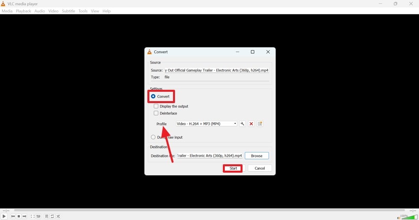 start converting file format