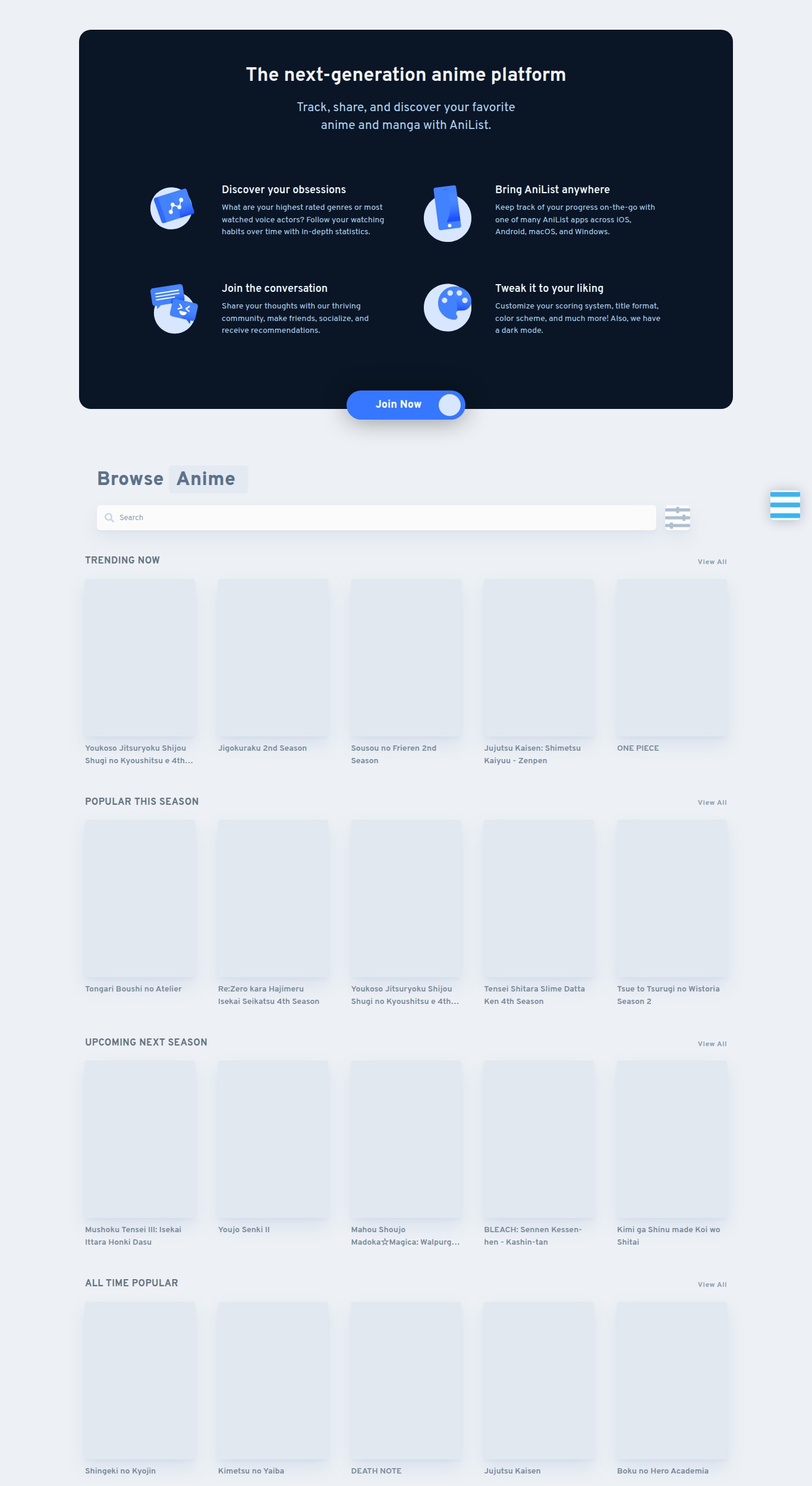 anilist myanimelist alternative interface