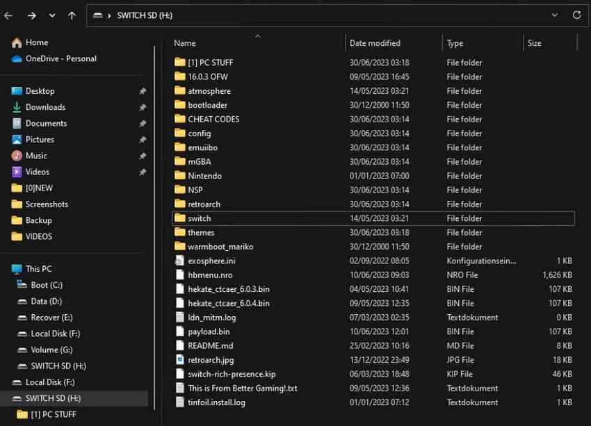 test nintendo switch microsd card in file explorer