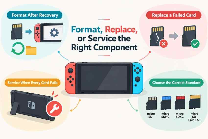 choose format replacement or nintendo switch service