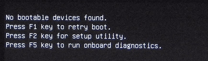 no bootable devices found