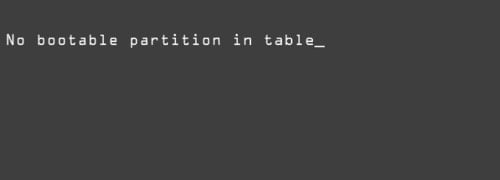 aucune partition amorçable dans la table
