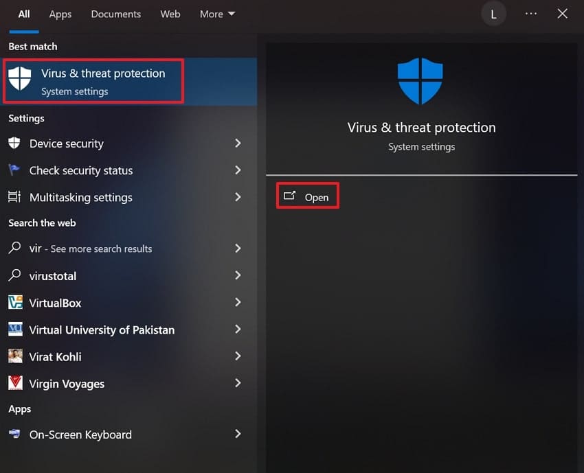 open virus& threat app