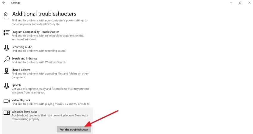 click run the troubleshooter