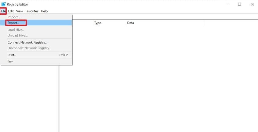 click on export button