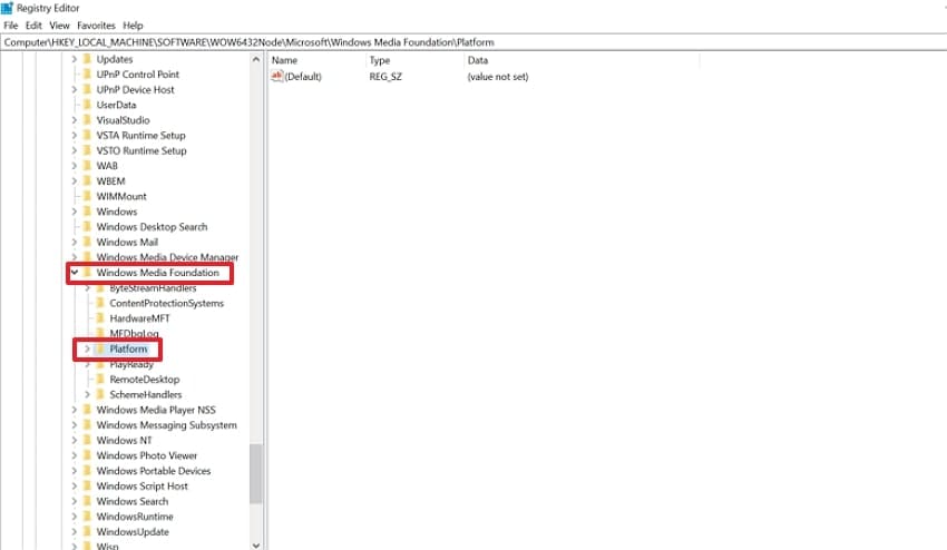 select the platform option