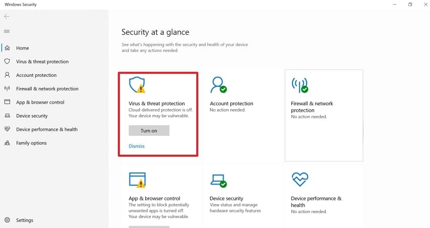 choose virus & threat protection feature