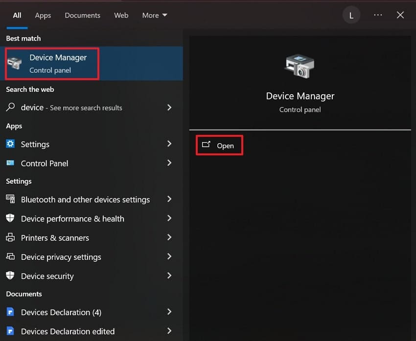 open device manager windows