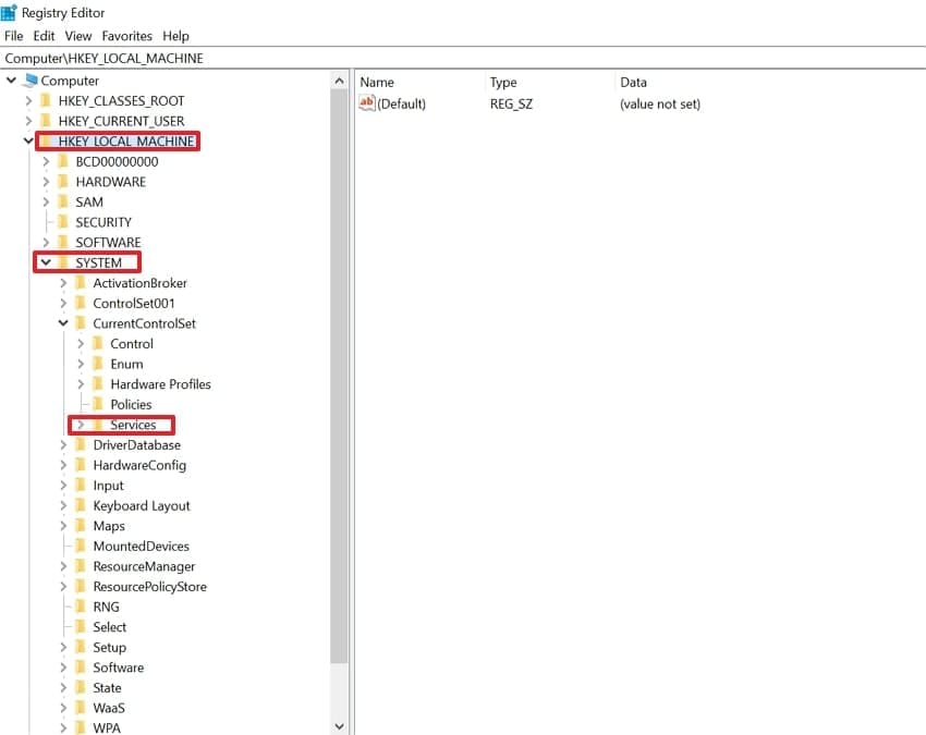 choose system and then services