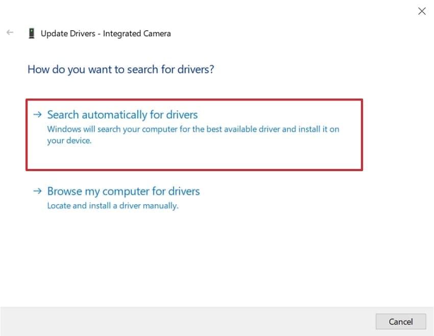 select search automatically for drivers