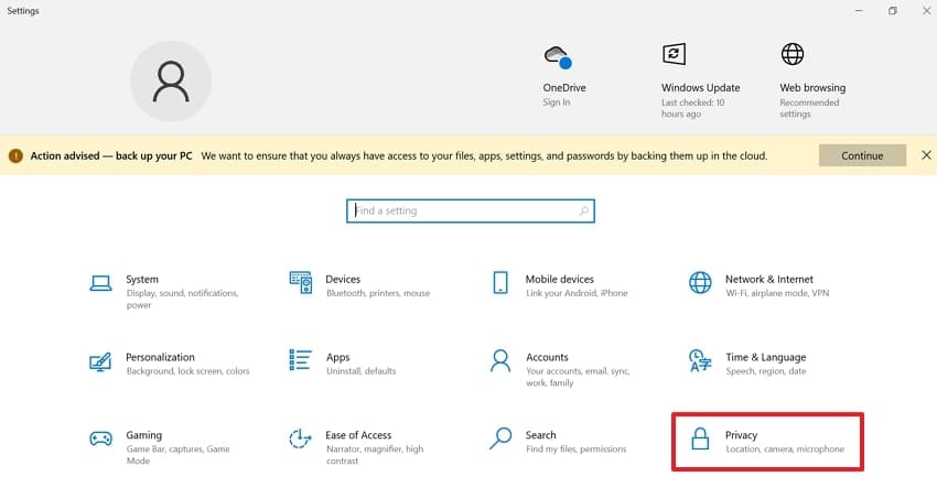choose privacy option