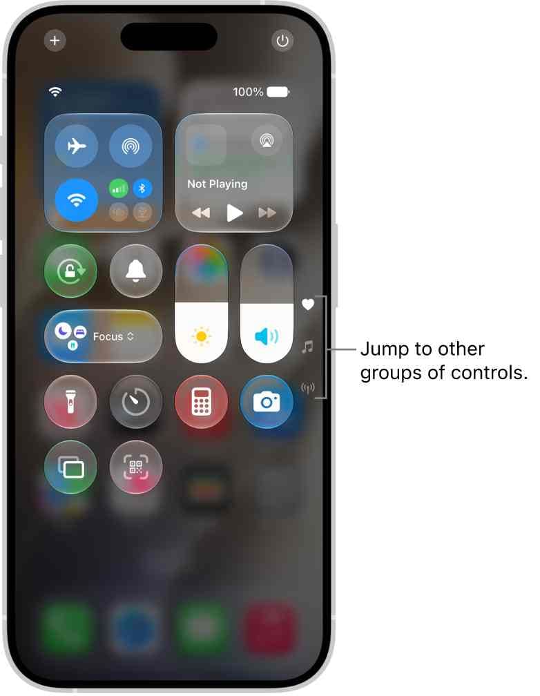 iphone control center showing the media volume slider