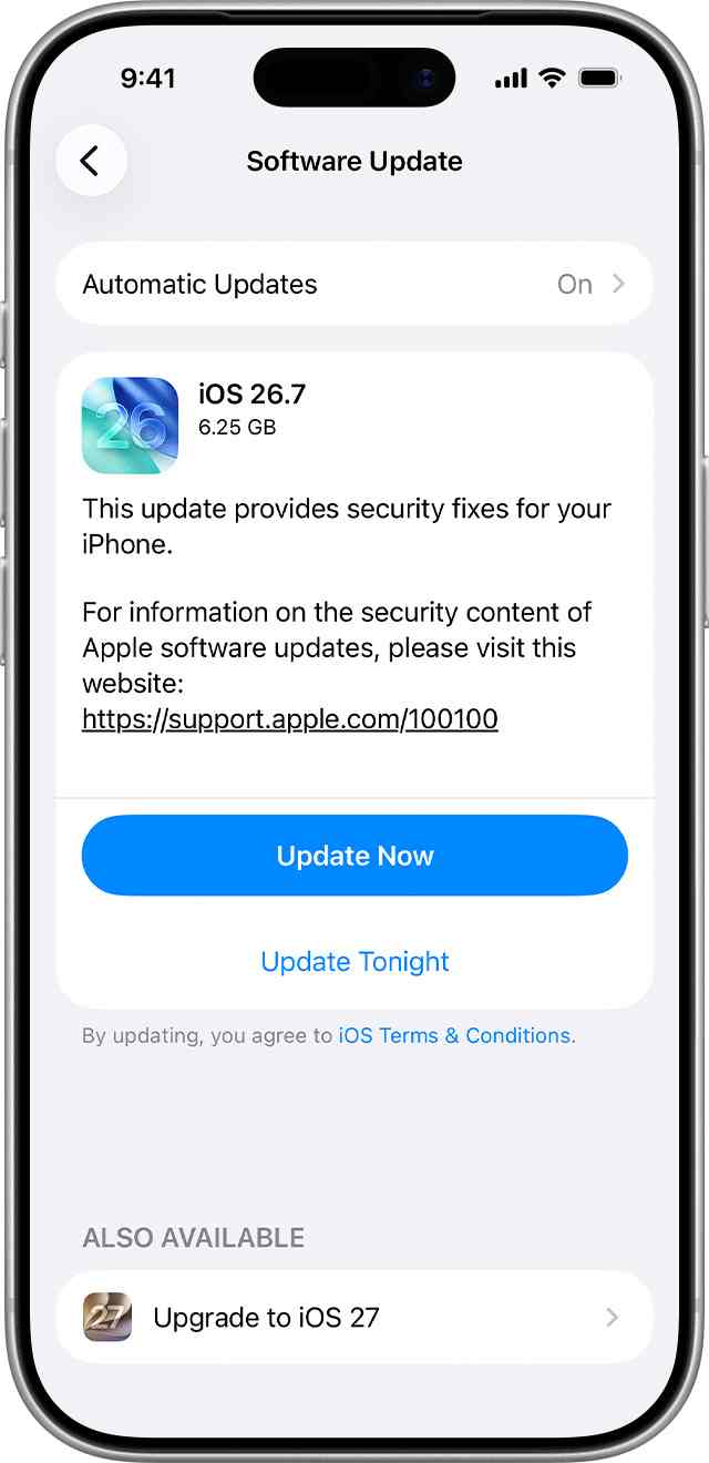 iphone software update settings showing available ios update and upgrade options