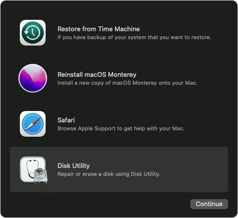 accès à l'utilitaire de disque sur mac