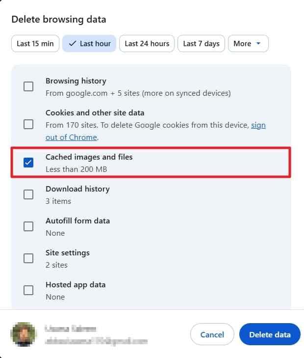 clear cached images from chrome