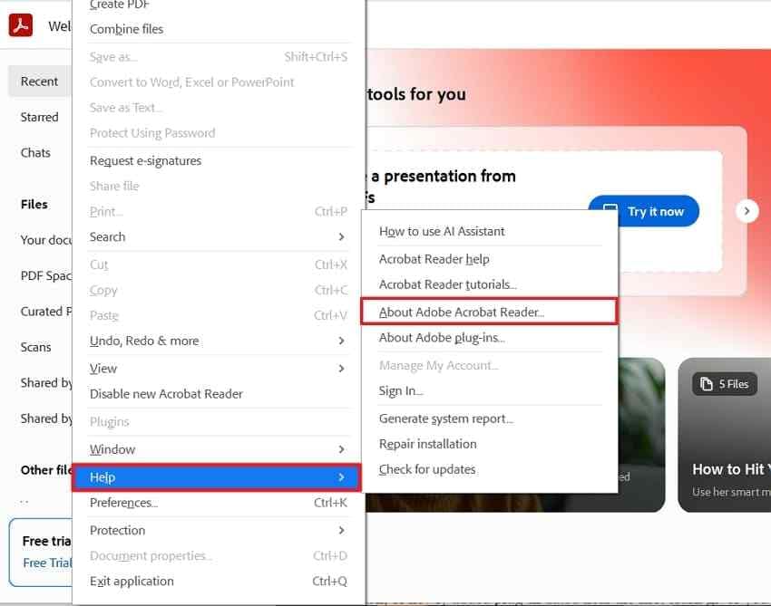 check adobe acrobat version number
