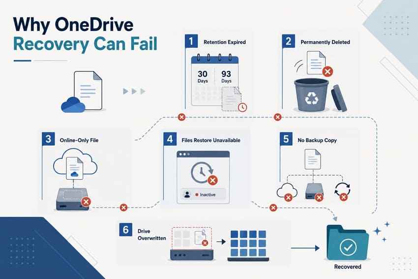 reasons onedrive file recovery fails