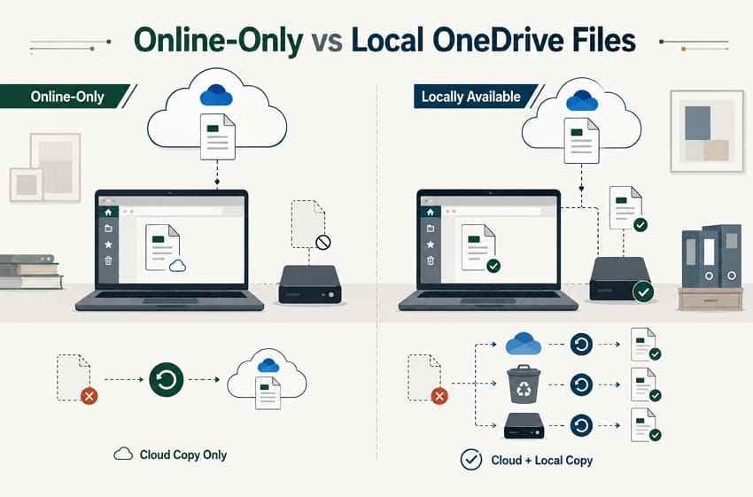 compare online and local onedrive files