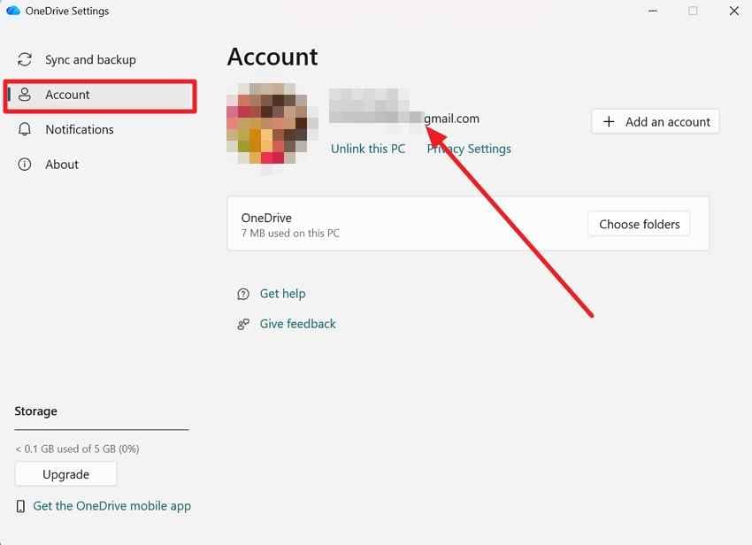 confirm the correct onedrive account on a pc