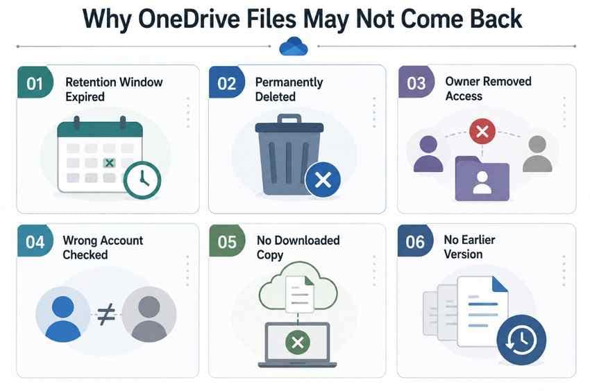 reasons missing onedrive files may not return