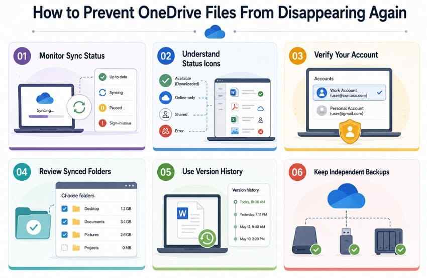 how to prevent onedrive files from disappearing