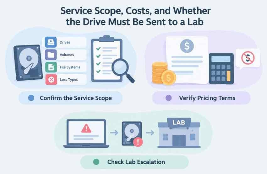 remote hard drive recovery scope prices and lab escalation questions