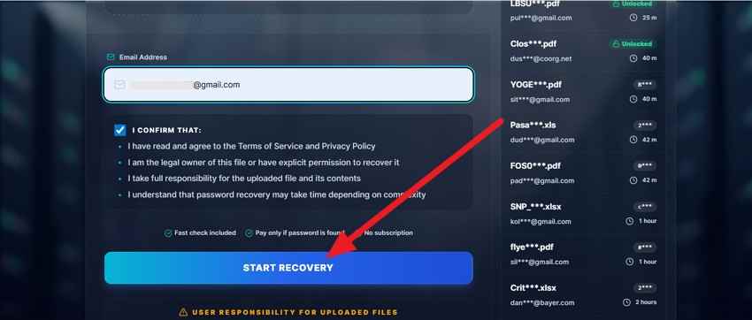 add email to unlock file