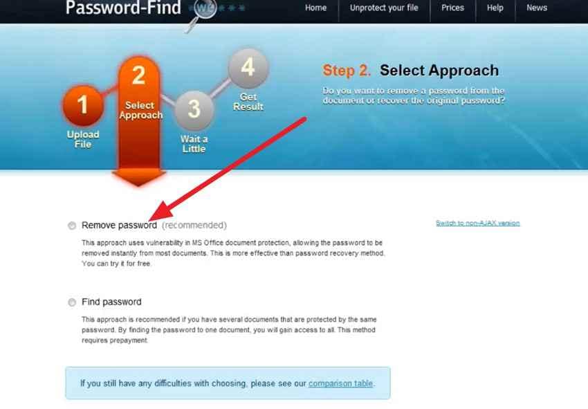 use remove password option