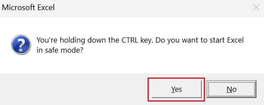 click on the yes button