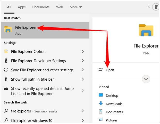 selecting and opening the file explorer tool