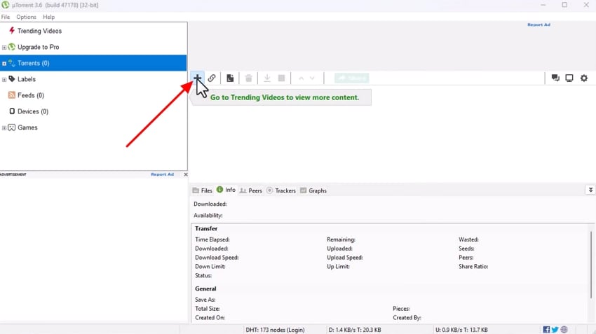 add torrent file on utorrent