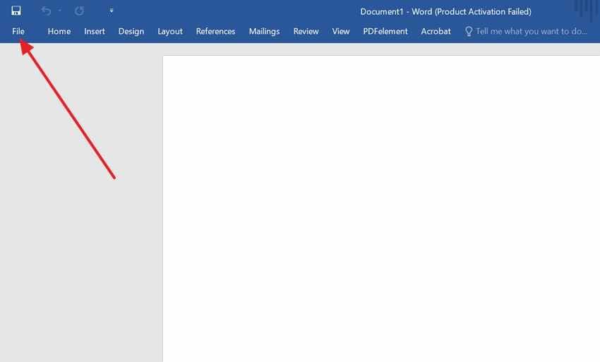 open word file menu 