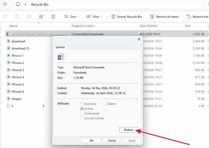 restore deleted word document 