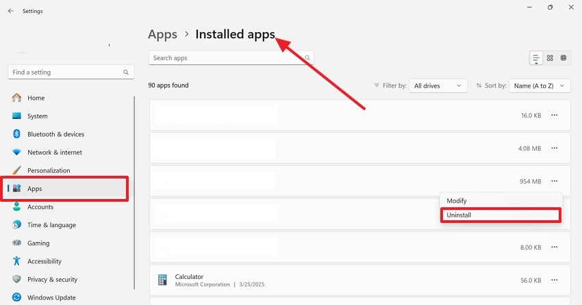 uninstall problematic app