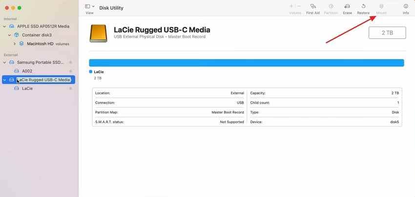 mount sd card disk utility