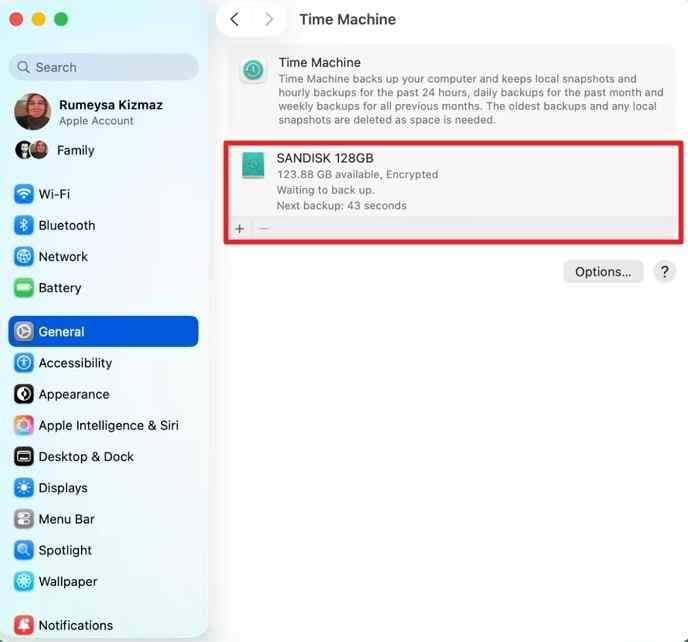 connect time machine backup sd card