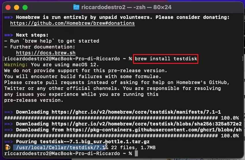install photorec command mac