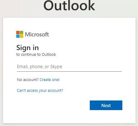 logging into outlook